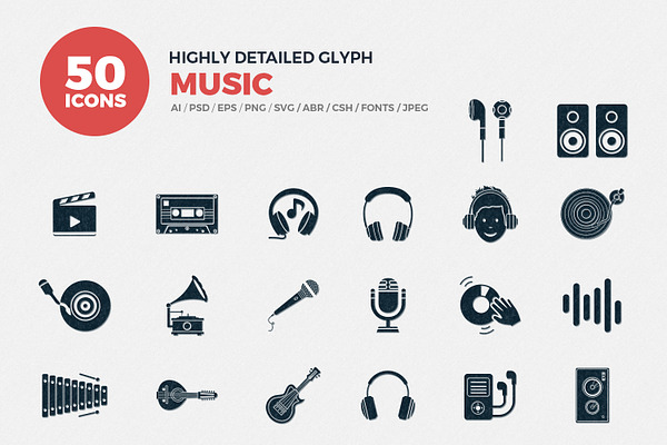 Glyph Icons Music Set