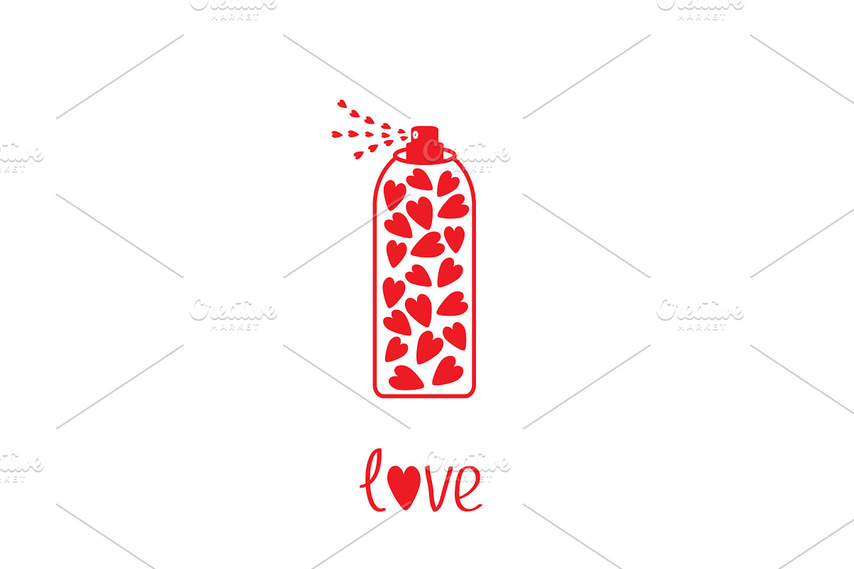 Deodorant, spray with red hearts in Illustrations - product preview 8
