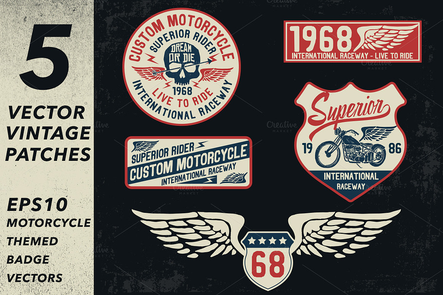 Motorcycle Themed Badge Vectors in Objects - product preview 8