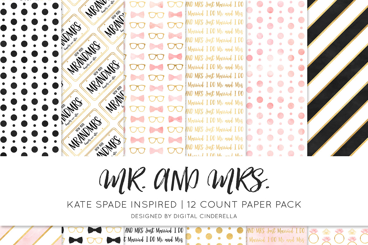 Mr and Mrs Digital Paper Pack in Patterns - product preview 8