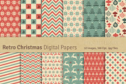 Retro Christmas Digital Papers