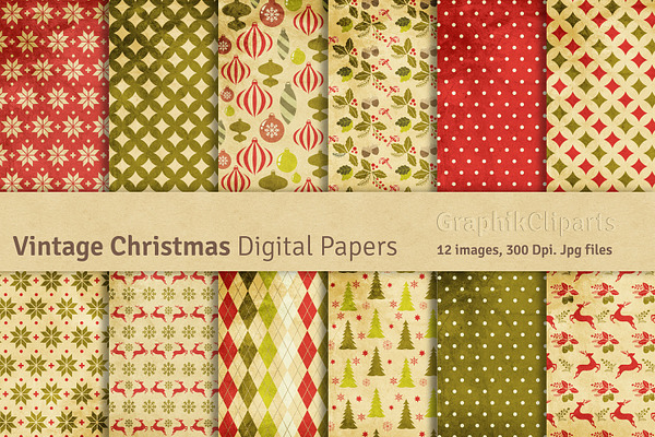 Vintage Christmas Digital Papers