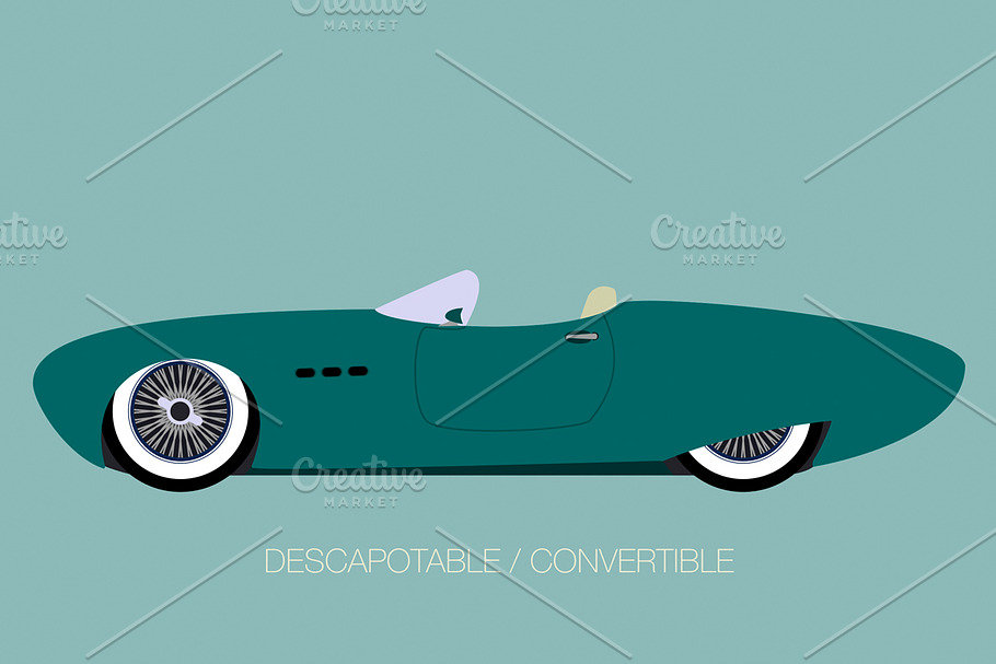 retro convertible car in Illustrations - product preview 8