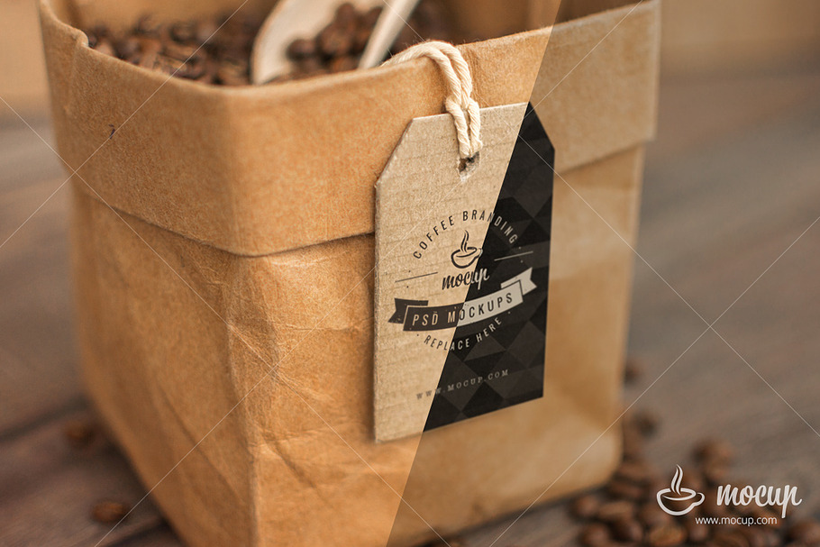 PSD Coffee Branding Paper Bag in Branding Mockups - product preview 8