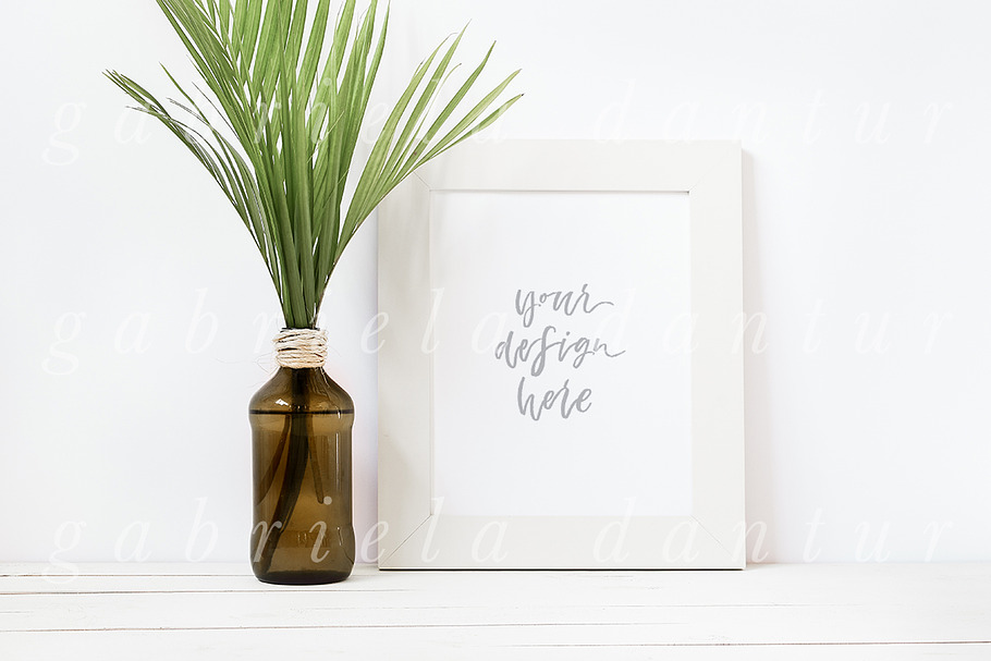 Tropical Palm White Frame Mockup in Print Mockups - product preview 8