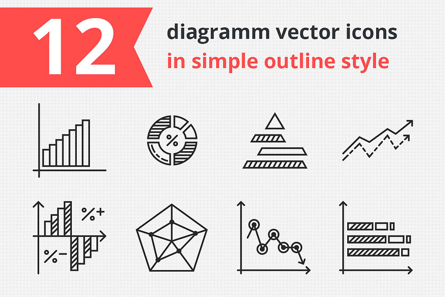 12 diagrams vector icons