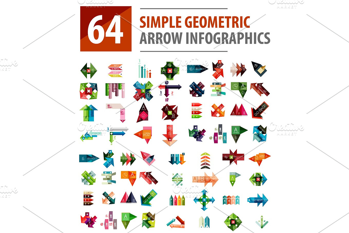 Geometric arrow infographics, mega collection in Illustrations - product preview 8