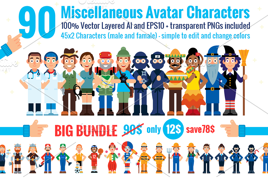 90 Miscellaneous Avatar Characters in Illustrations - product preview 8