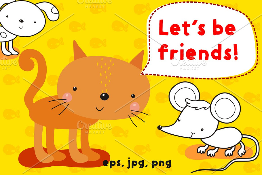 Set Let's be friends in Illustrations - product preview 8