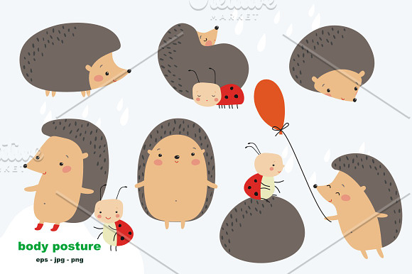 Hedgehog in the forest in Illustrations - product preview 1