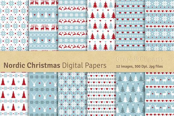 Nordic Christmas Digital Papers