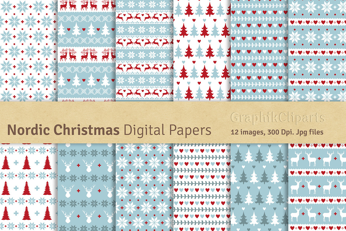 Nordic Christmas Digital Papers in Textures - product preview 8