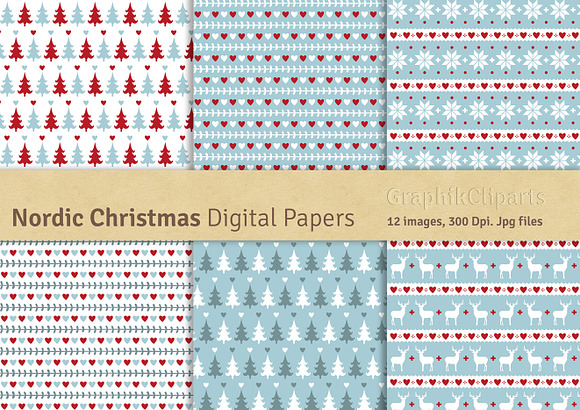 Nordic Christmas Digital Papers in Textures - product preview 1