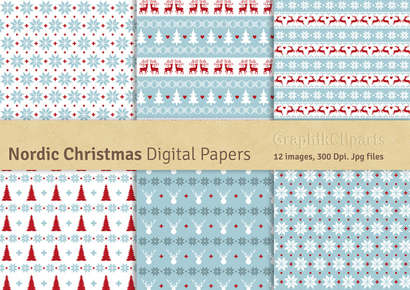 Nordic Christmas Digital Papers in Textures - product preview 2