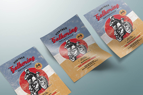Vintage Motorcycle Gathering  in Flyer Templates - product preview 3