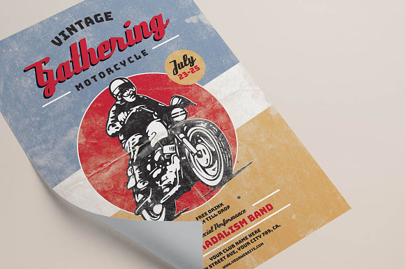 Vintage Motorcycle Gathering  in Flyer Templates - product preview 4