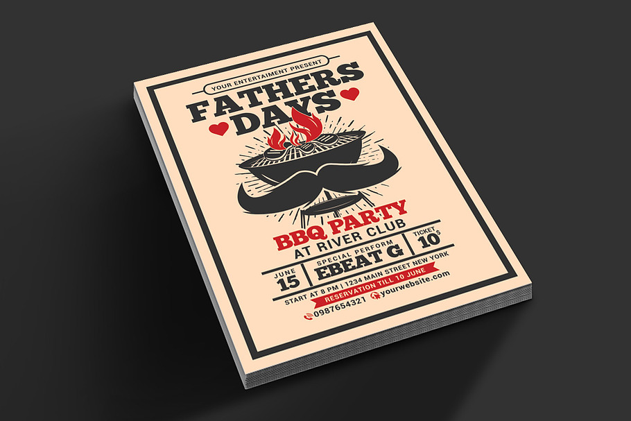 Fathers Day BBQ Party Flyer in Flyer Templates - product preview 8