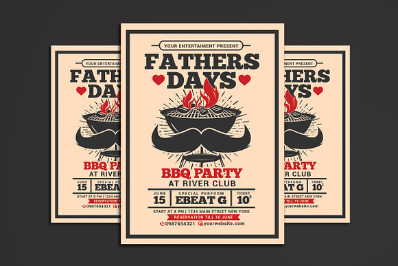 Fathers Day BBQ Party Flyer in Flyer Templates - product preview 3