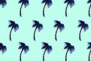 Watercolor palms on mint, pattern