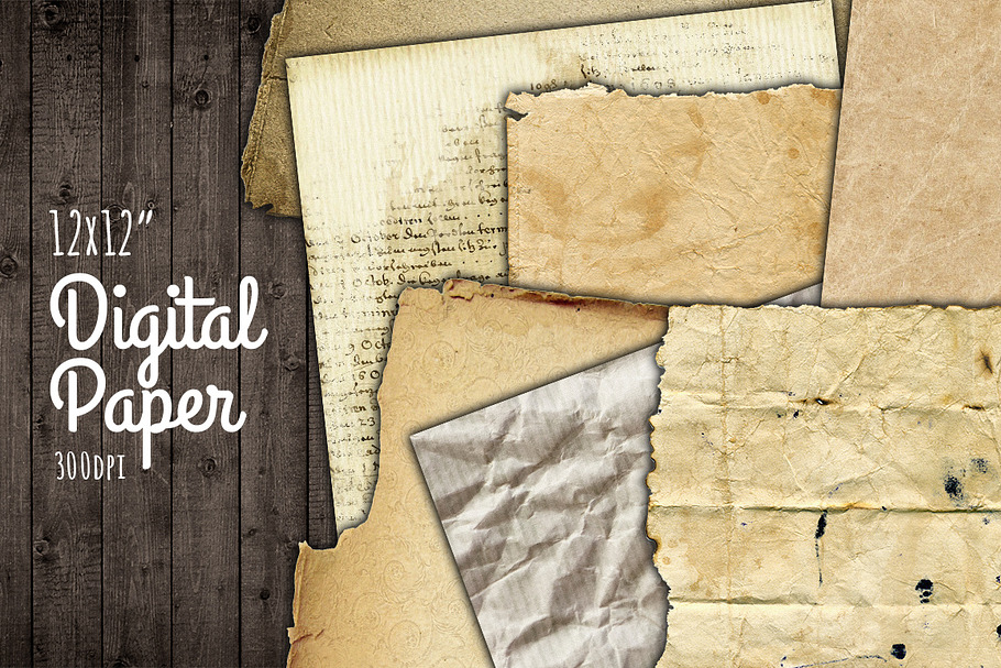 Old Paper Crinkle Torn Stained Set in Textures - product preview 8