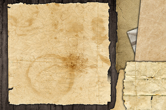 Old Paper Crinkle Torn Stained Set in Textures - product preview 3