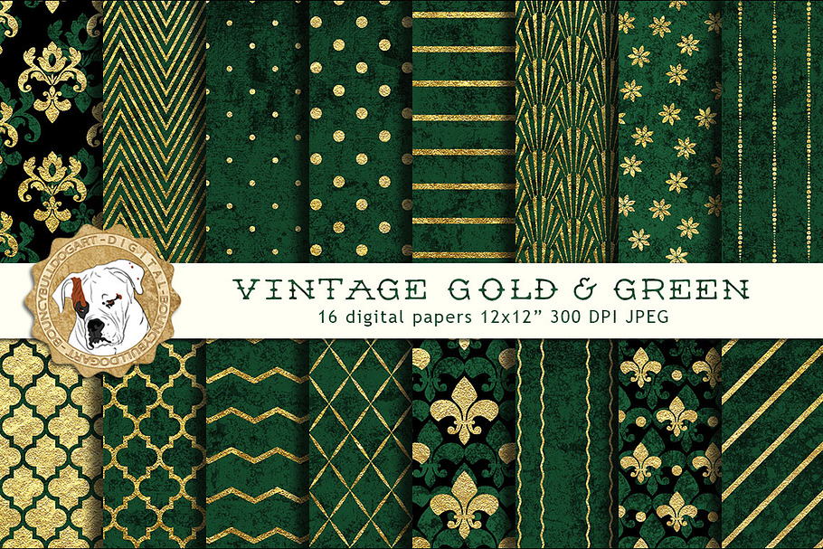 Gold and Green Digital Paper