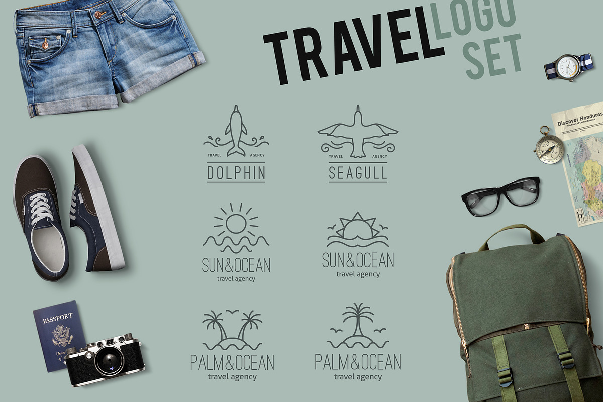 6 travel linear logo in Graphics - product preview 8