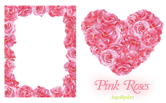 watercolor Pink Roses clipart in Illustrations - product preview 3