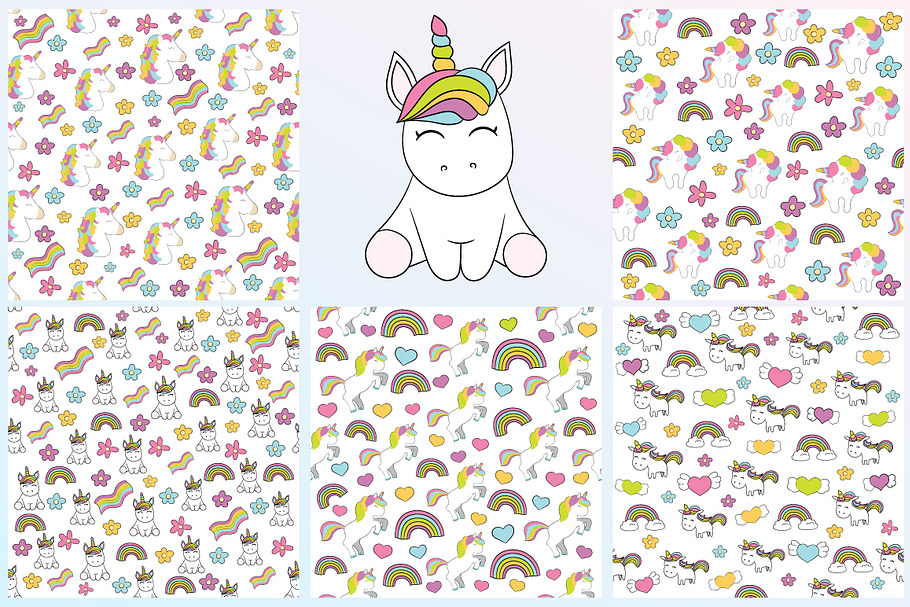 Unicorn 1 - elements and patterns in Illustrations - product preview 8