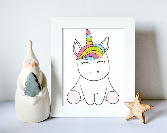 Unicorn 1 - elements and patterns in Illustrations - product preview 9