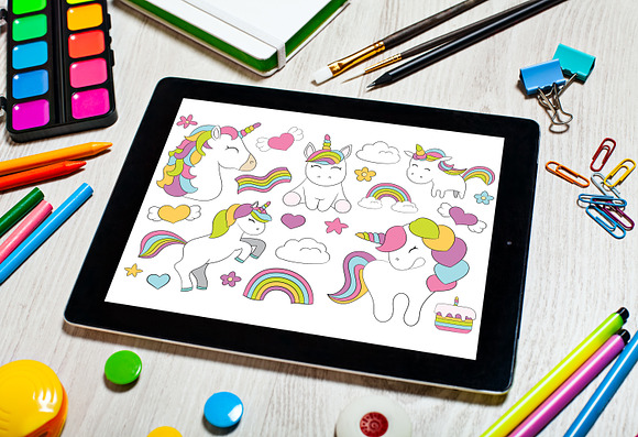 Unicorn 1 - elements and patterns in Illustrations - product preview 10