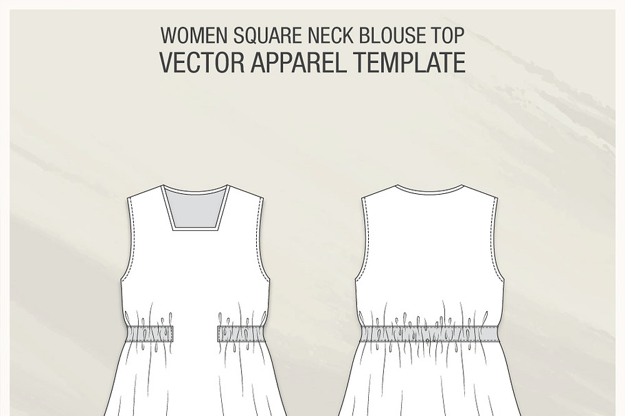 Women Square Neck Blouse Top in Illustrations - product preview 8