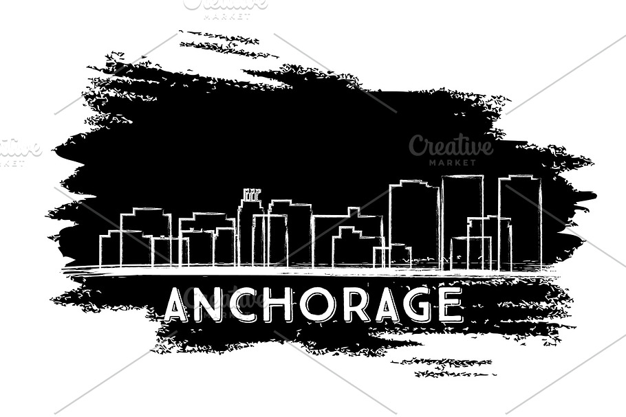 Anchorage Skyline Silhouette. in Illustrations - product preview 8