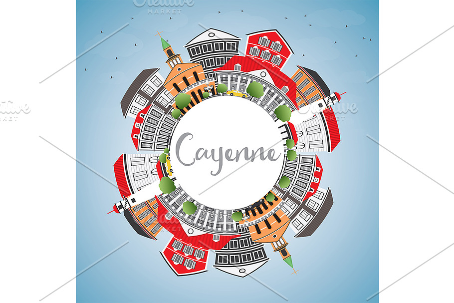 Cayenne Skyline in Illustrations - product preview 8
