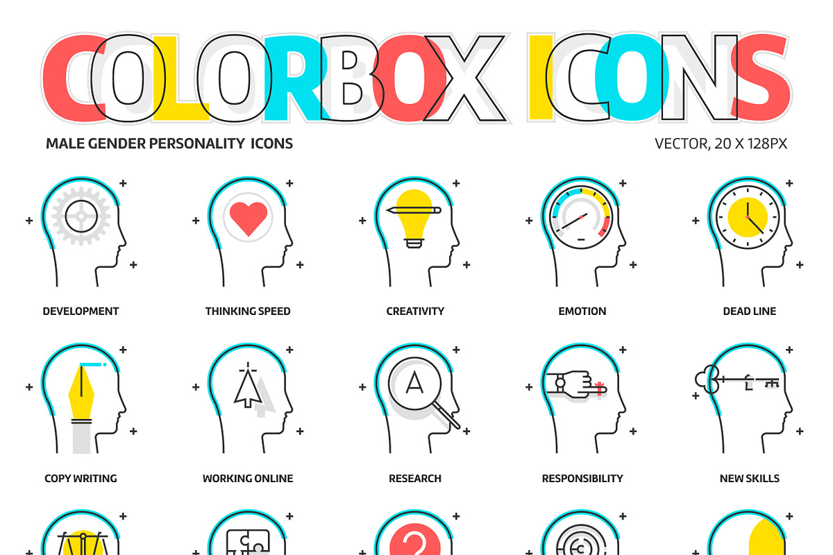 Colorbox icons, personality - male  in Graphics - product preview 8