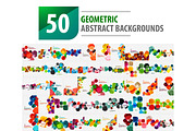 Mega collection of 50 geometric abstract backgrounds created with modern patterns - squares