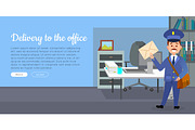 Delivery to the Office Cartoon Vector Web Banner