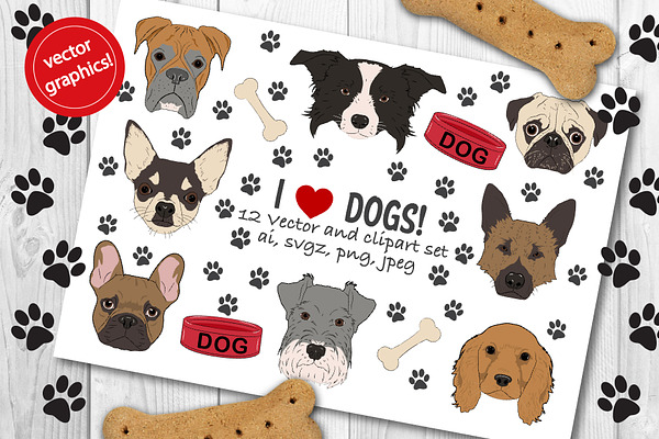 Dogs vector & clipart set