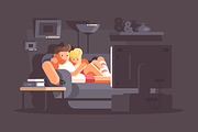Married couple watching TV