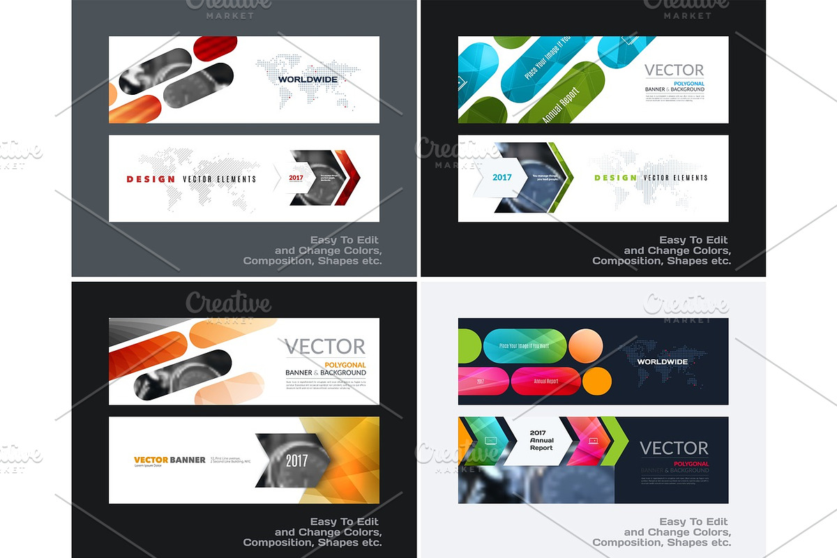 Abstract vector set of modern horizontal website banners with co in Illustrations - product preview 8