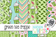 Green Tea Frappe Seamless Patterns