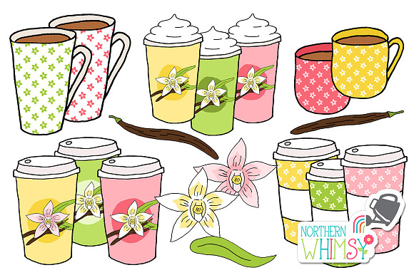 Vanilla Bean Latte - Coffee Clipart in Illustrations - product preview 1