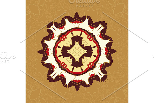 Brown and Yellow Tiled Fabrik Ornament. Gorgeous Seamless Patchwork Pattern. Colorful Painted Glazed Ceramic Tilework Imitation. Stylized Flower Illustration in Vector Format