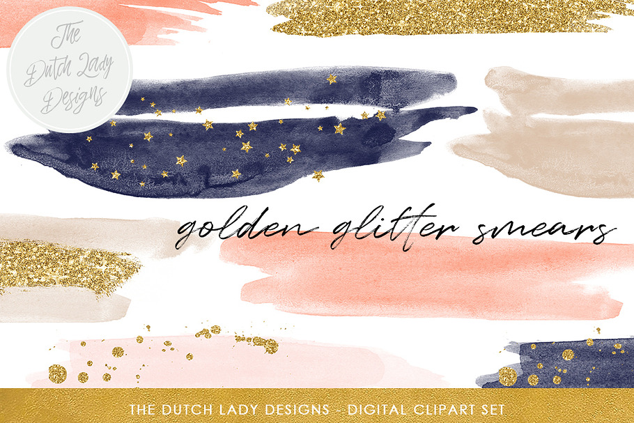 Watercolor Smears In Navy & Blush