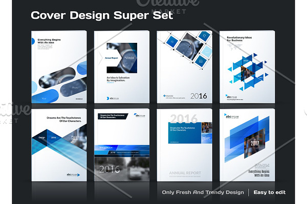 Abstract vector business template set. Brochure layout, cover mo