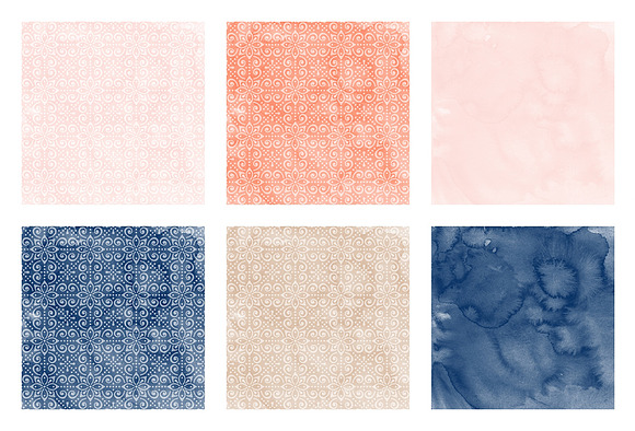 Watercolor Ornamental Paper Set in Patterns - product preview 1