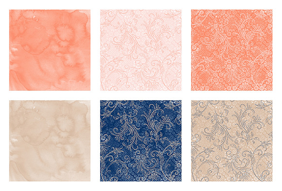 Watercolor Ornamental Paper Set in Patterns - product preview 2