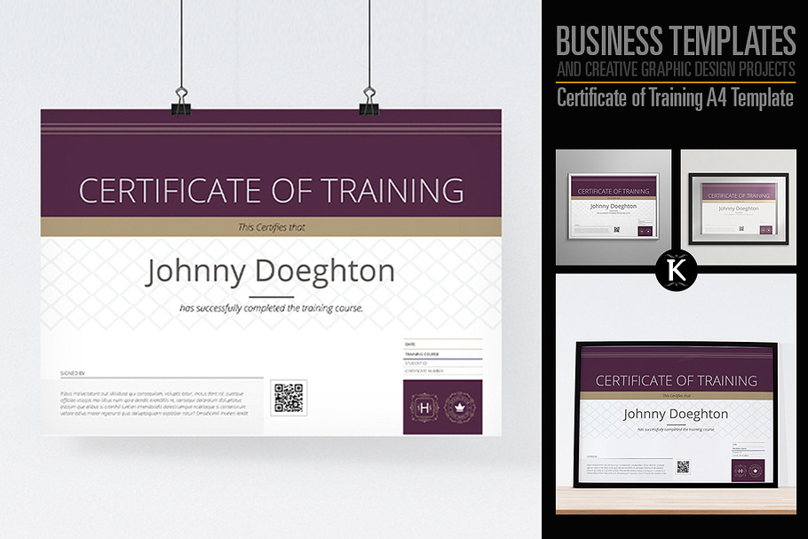 Certificate of Training A4 Template