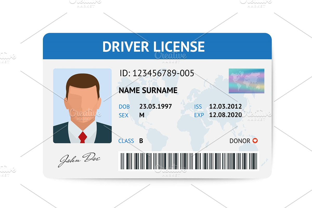 Flat man driver license plastic card template, id card vector illustration in Illustrations - product preview 8