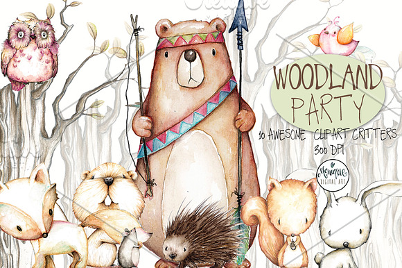 Woodland Animals Watercolor in Illustrations - product preview 1